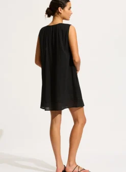Beach Edit Gathered Neck Mini Dress