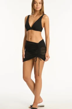Day Club Drawstring Mini Mesh Skirt