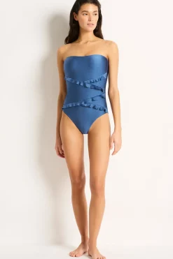 Lustre Spliced Frill Bandeau One Piece